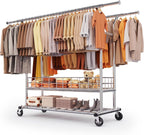 Heavy Duty Double Rail Clothes Rack on Wheels