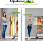 Heavy Duty Double Rail Clothes Rack on Wheels