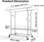 Heavy Duty Double Rail Clothes Rack on Wheels