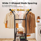 Heavy Duty Double Rail Clothes Rack on Wheels