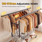 Heavy Duty Double Rail Clothes Rack on Wheels