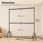 Heavy Duty Double Rail Clothes Rack with 160KG