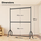 Heavy Duty Double Rail Clothes Rack with 160KG