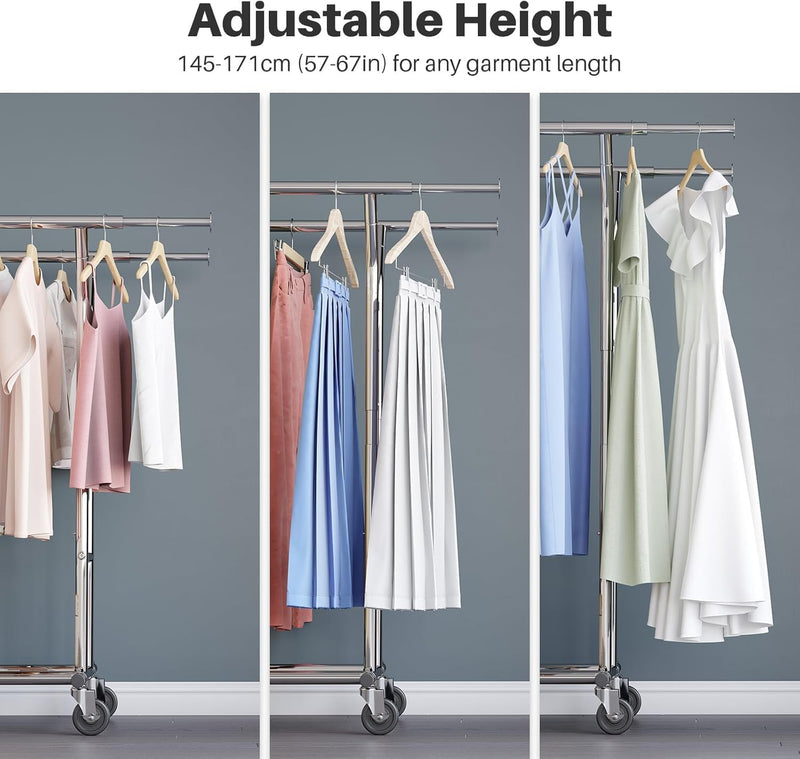 Heavy Duty Double Rail Clothes Rack with 160KG