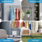 Heavy Duty Double Rail Clothes Rack with 160KG