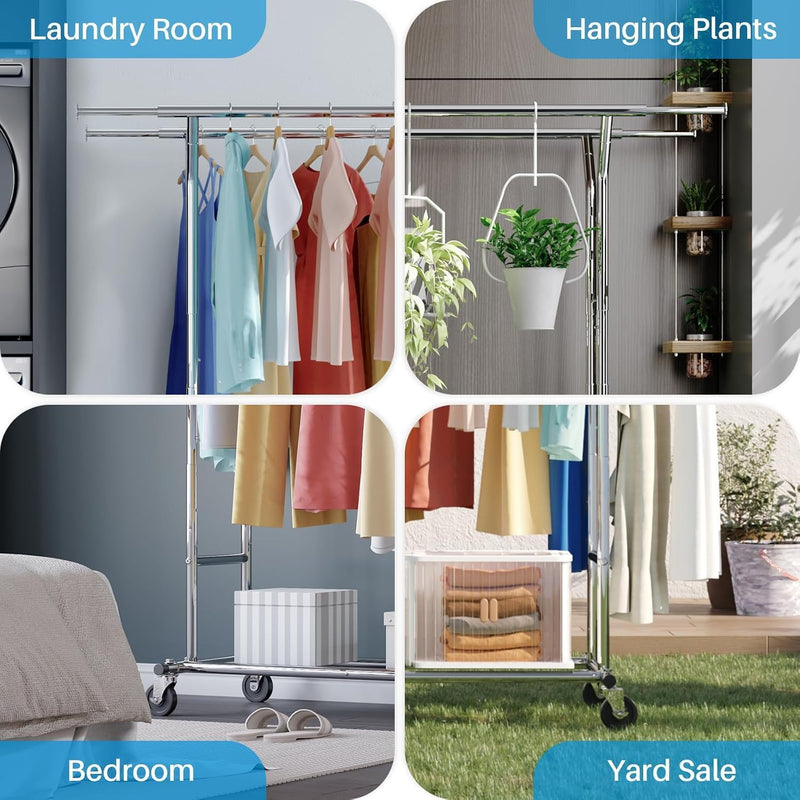 Heavy Duty Double Rail Clothes Rack with 160KG