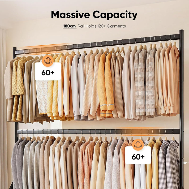 Heavy Duty Double Rail Clothes Rack with 160KG