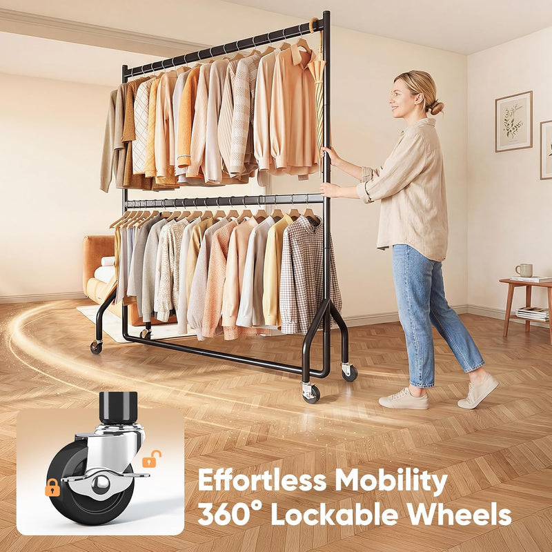 Heavy Duty Double Rail Clothes Rack with 160KG