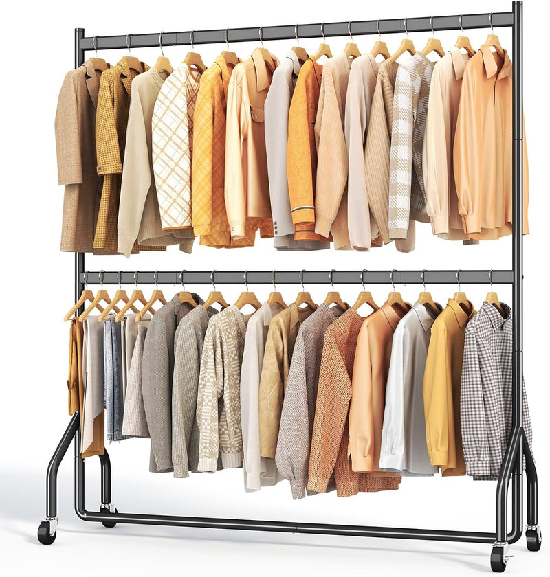 Heavy Duty Double Rail Clothes Rack with 160KG