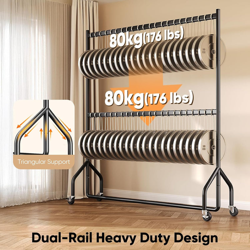 Heavy Duty Double Rail Clothes Rack with 160KG