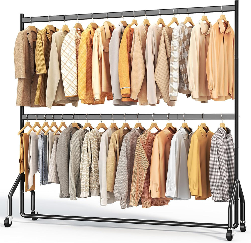 Heavy Duty Double Rail Clothes Rack with 160KG