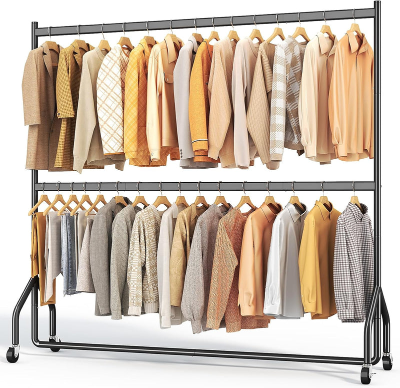 Heavy Duty Double Rail Clothes Rack with 160KG