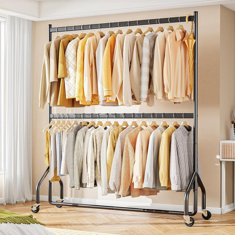 Heavy Duty Double Rail Clothes Rack with 160KG
