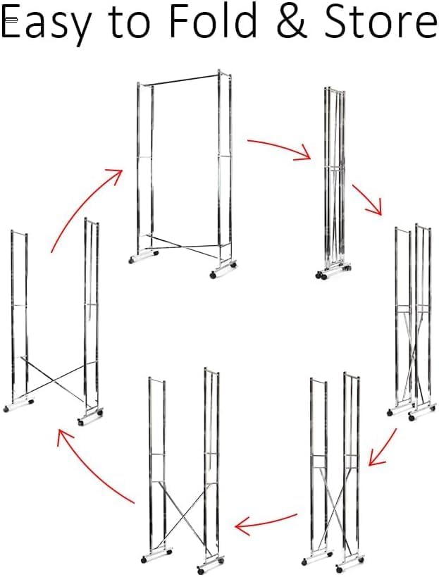 Heavy Duty Folding Clothes Rail Portable Collapsible Garment