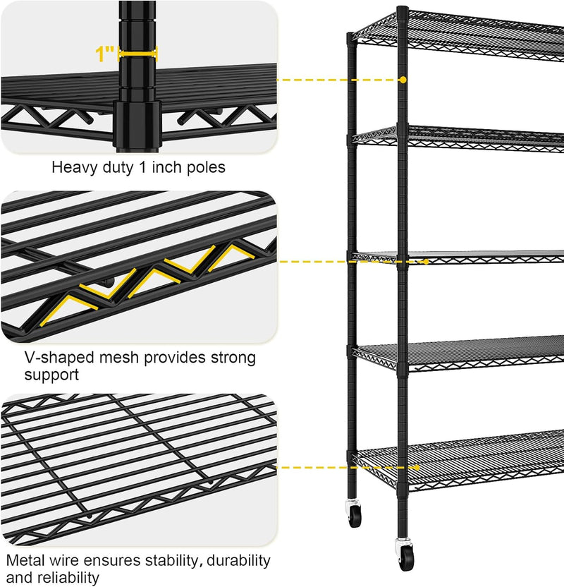 Heavy Duty Garage Shelving Unit 91.3x45.7x182.9CM 5 Tier
