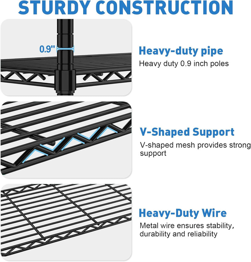 5-Tier Garage Shelving Unit Adjustable Standing Shelf 5