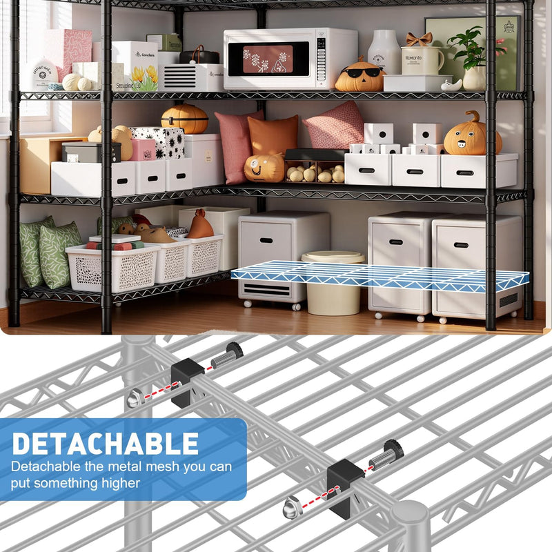 5-Tier Garage Shelving Unit Adjustable Standing Shelf 5