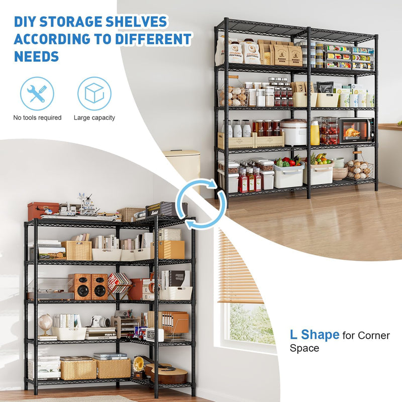 5-Tier Garage Shelving Unit Adjustable Standing Shelf 5