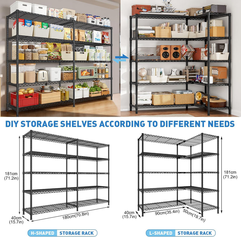 5-Tier Garage Shelving Unit Adjustable Standing Shelf 5