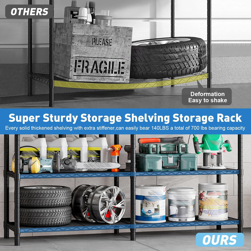 5-Tier Garage Shelving Unit Adjustable Standing Shelf 5