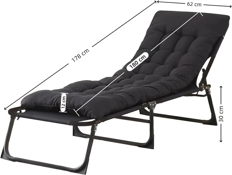 Heavy Duty Garden Sun Lounger with Bag Mattress