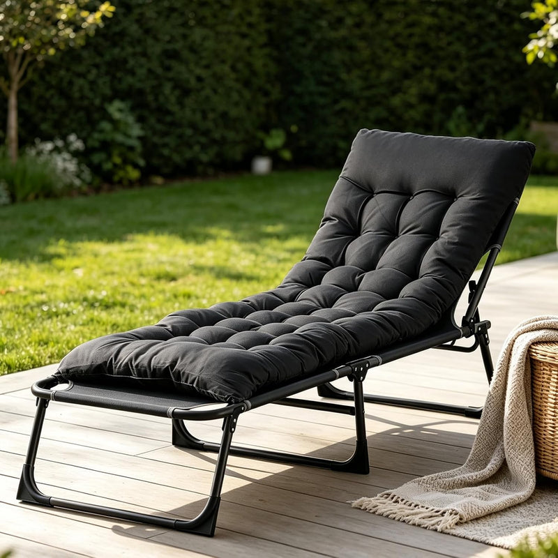 Heavy Duty Garden Sun Lounger with Bag Mattress