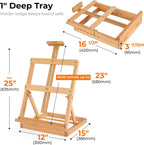 Heavy-Duty H-Frame Tabletop Easel Adjustable Beech Wood Table