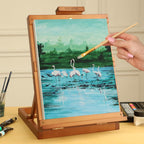 Heavy-Duty H-Frame Tabletop Easel Adjustable Beech Wood Table