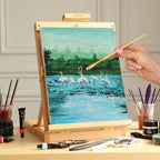 Heavy-Duty H-Frame Tabletop Easel Adjustable Beech Wood Table