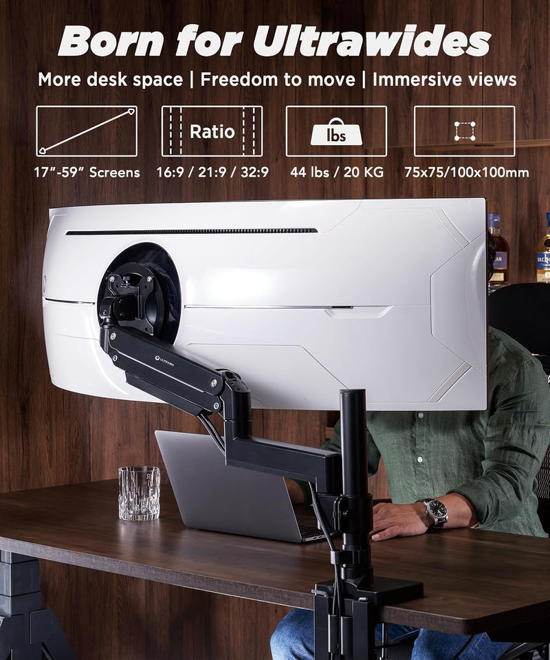 Heavy Duty Monitor Arm for Ultrawide Monitors Up