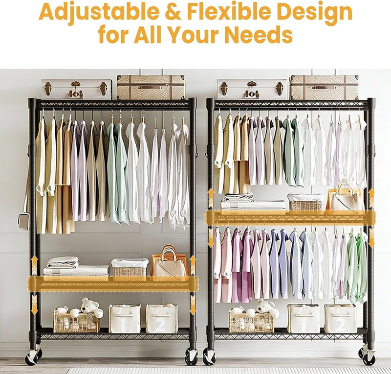 Heavy Duty Rolling Clothes Rack