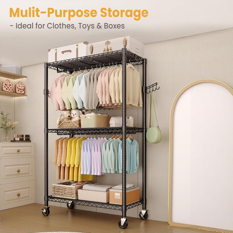 Heavy Duty Rolling Clothes Rack