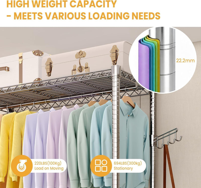 Heavy Duty Rolling Clothes Rack