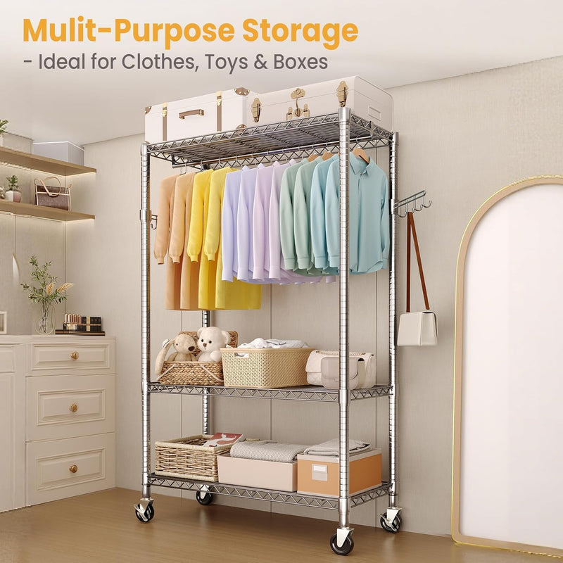 Heavy Duty Rolling Clothes Rack