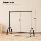 Heavy Duty Rolling Clothes Rack with 136KG