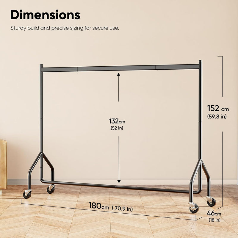 Heavy Duty Rolling Clothes Rack with 136KG