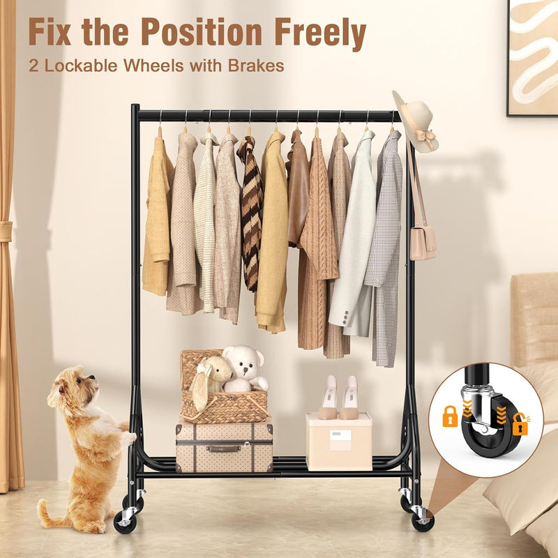 Heavy Duty Rolling Clothes Rail