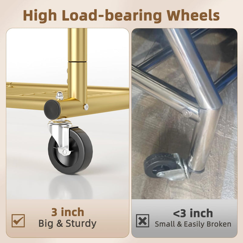 Heavy Duty Rolling Clothes Rail