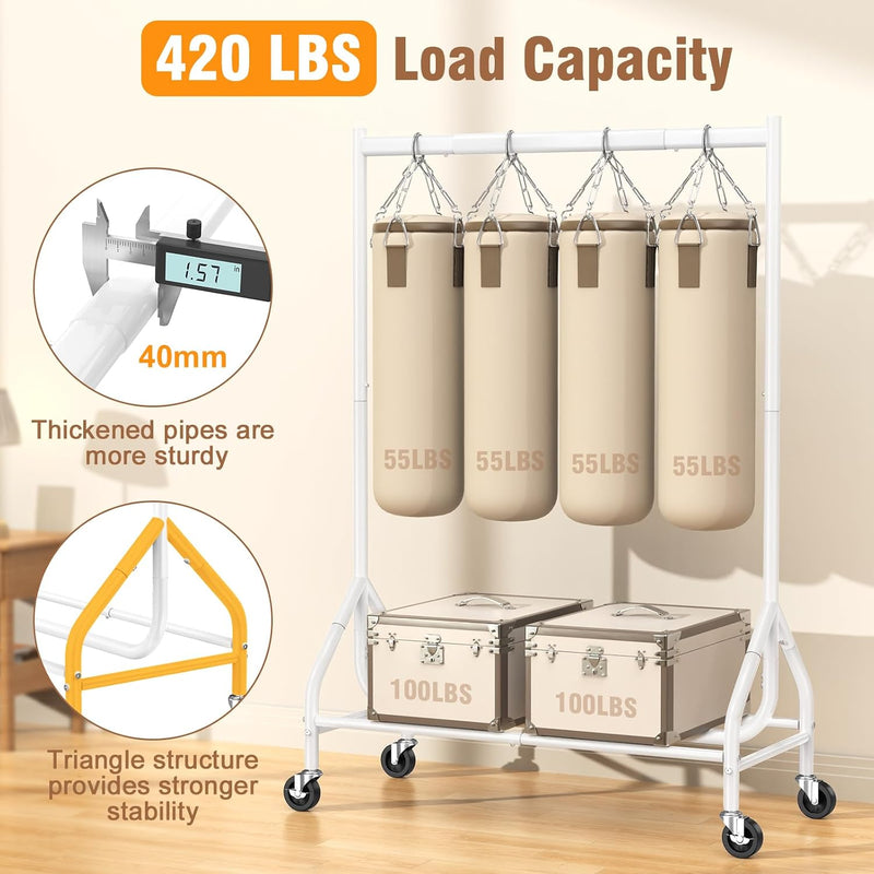 Heavy Duty Rolling Clothes Rail