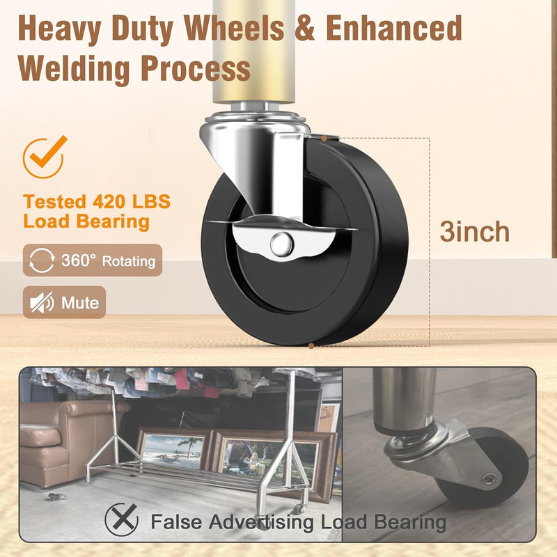 Heavy Duty Rolling Clothes Rail