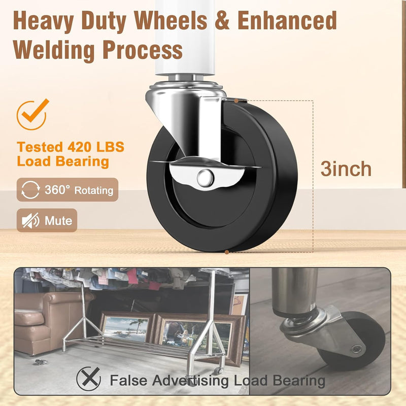 Heavy Duty Rolling Clothes Rail