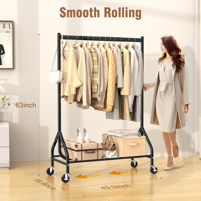 Heavy Duty Rolling Clothes Rail