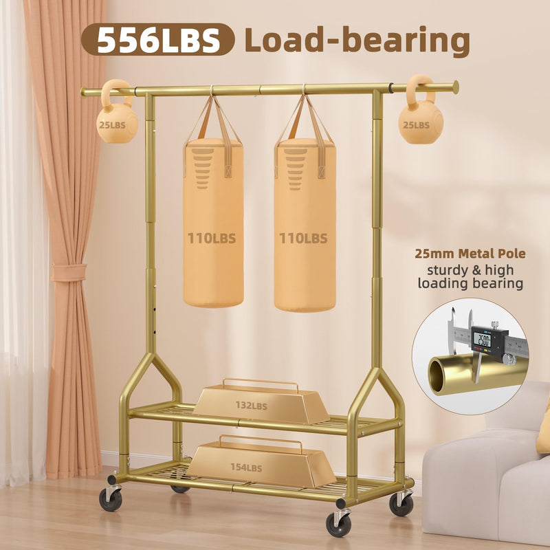 Heavy Duty Rolling Clothes Rail