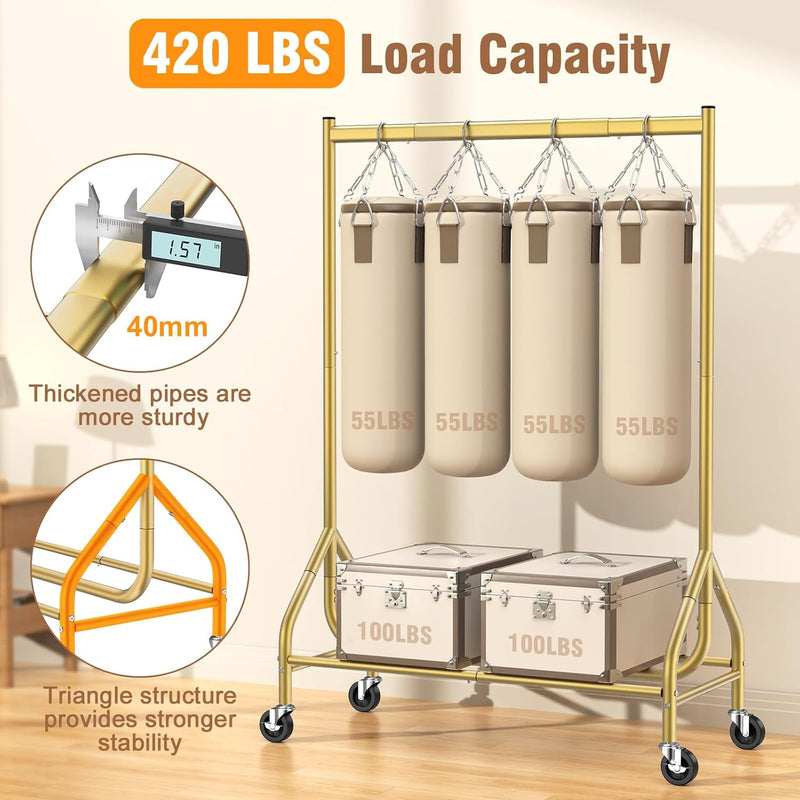 Heavy Duty Rolling Clothes Rail