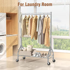 Heavy Duty Rolling Clothes Rail
