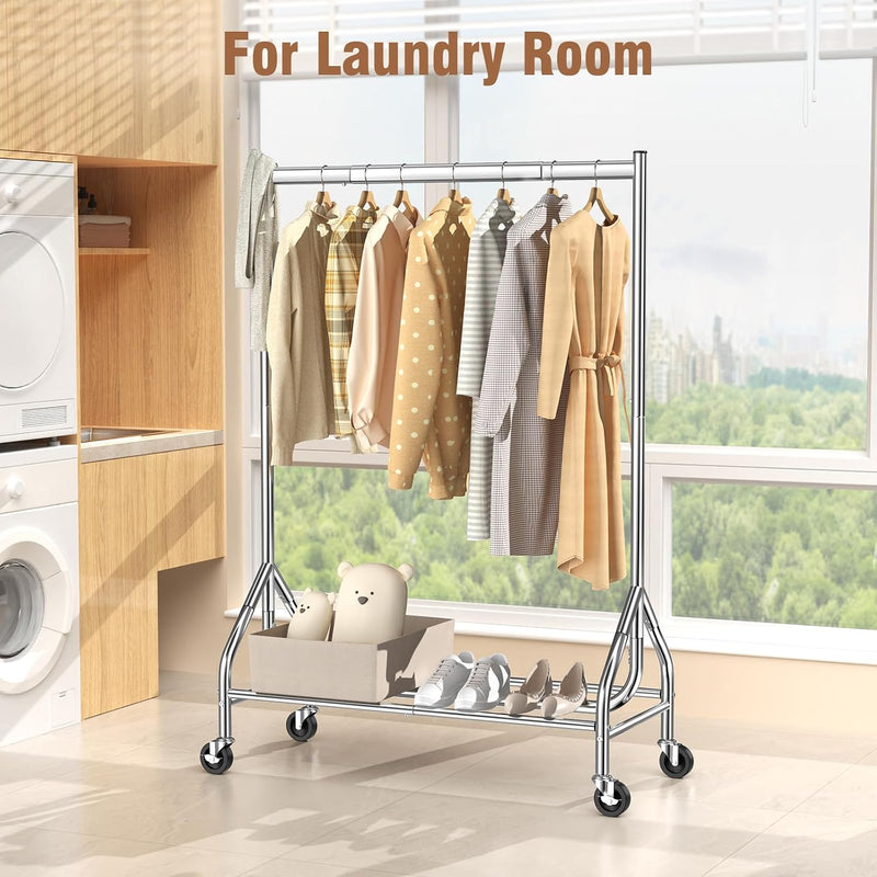 Heavy Duty Rolling Clothes Rail