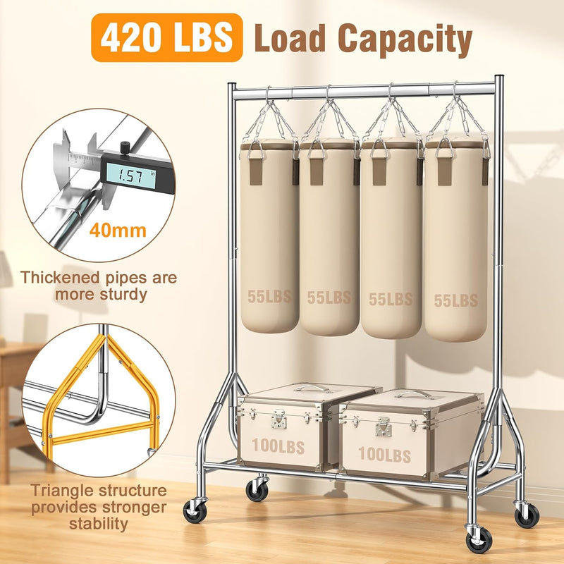 Heavy Duty Rolling Clothes Rail