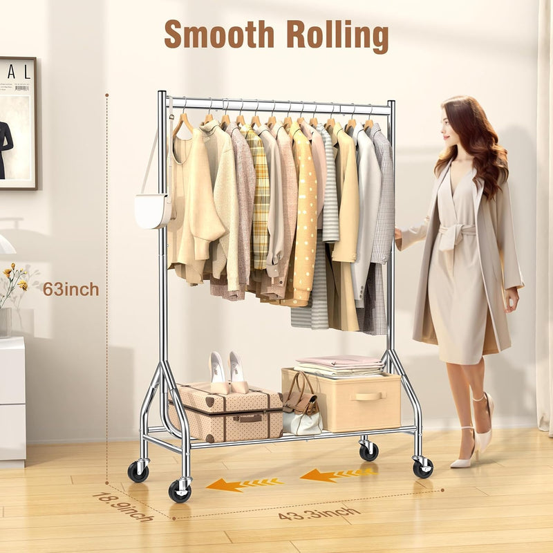Heavy Duty Rolling Clothes Rail
