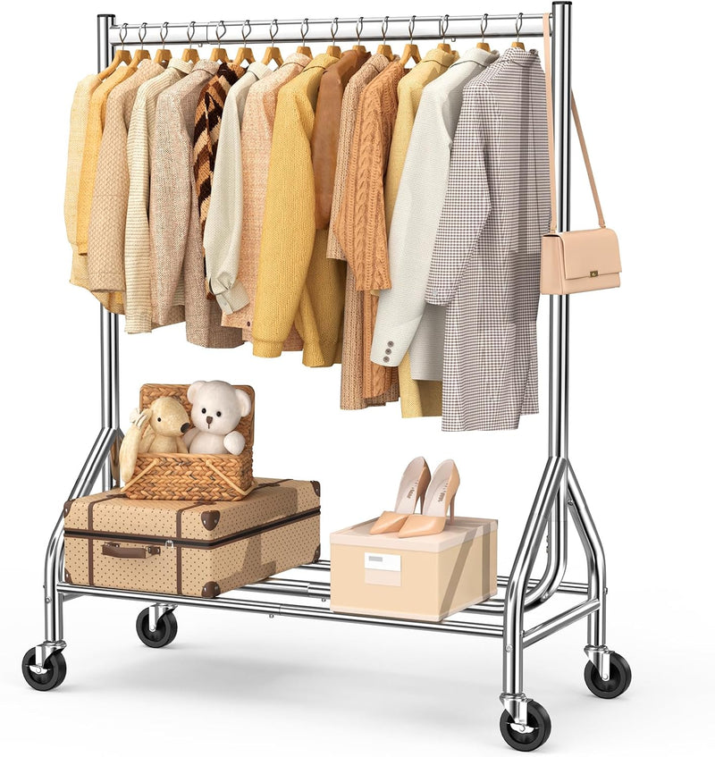 Heavy Duty Rolling Clothes Rail