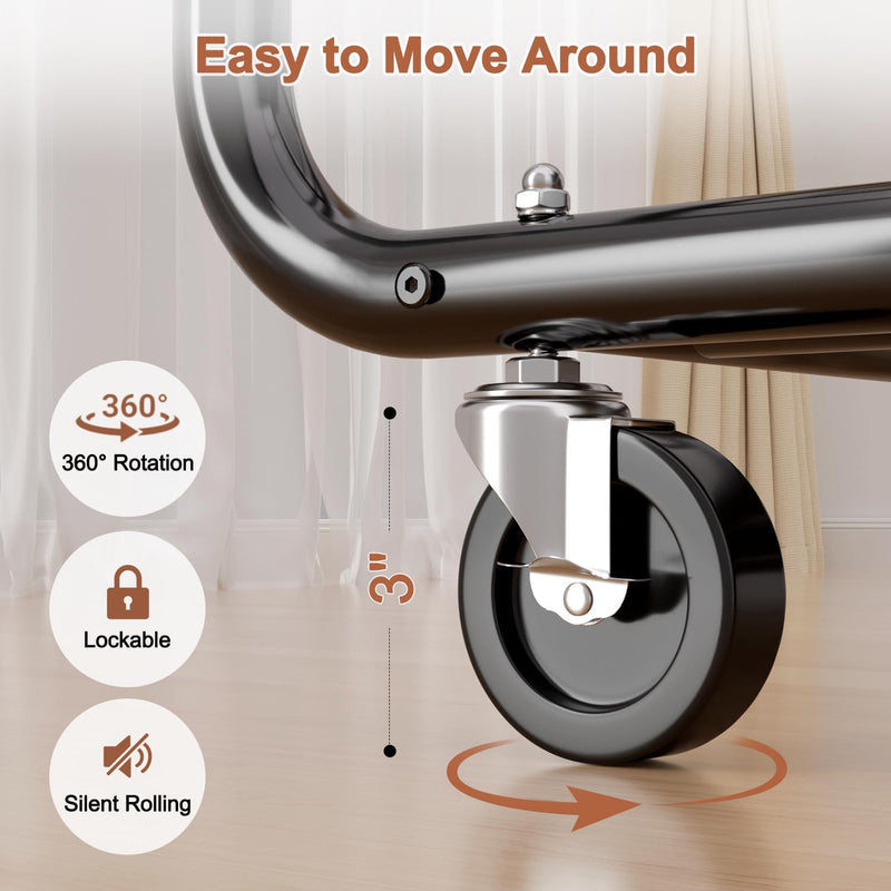 Heavy Duty Rolling Clothes Rail for Hanging Double